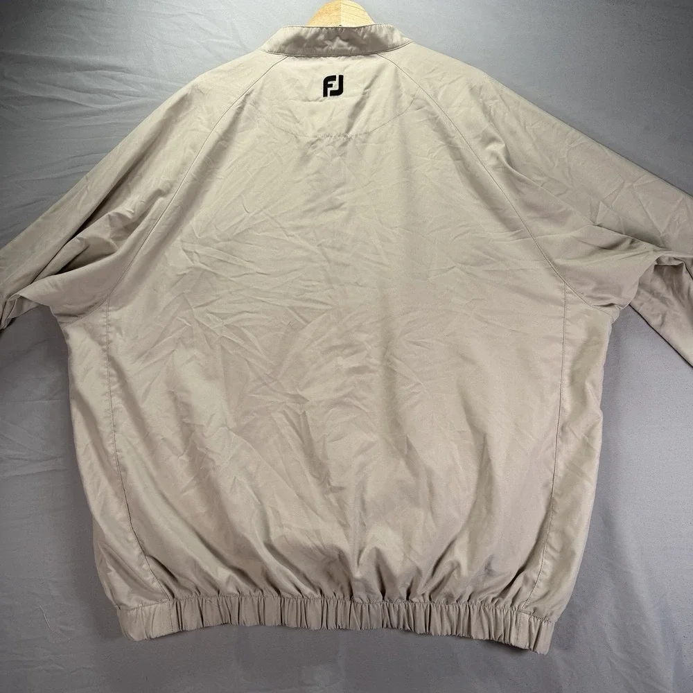 Footjoy Windbreaker Jacket Mens XL Beige Pullover Snap Button Golf Lightweight